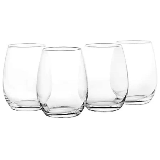 Juego De Copas De Vino Martha Stewart 4 Pzas Sin Tallo De Vidrio Transparente