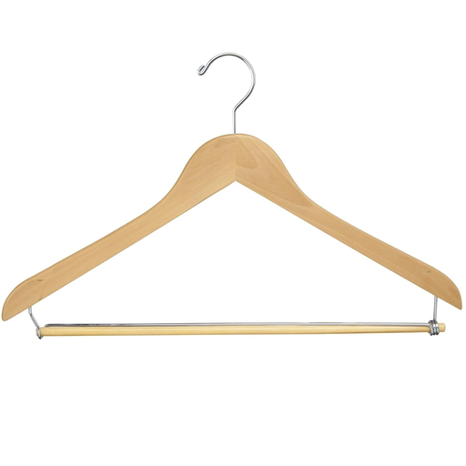 Ganchos Para Ropa Kennedy De Madera Con Barra De Bloqueo 3 Pzas Marron