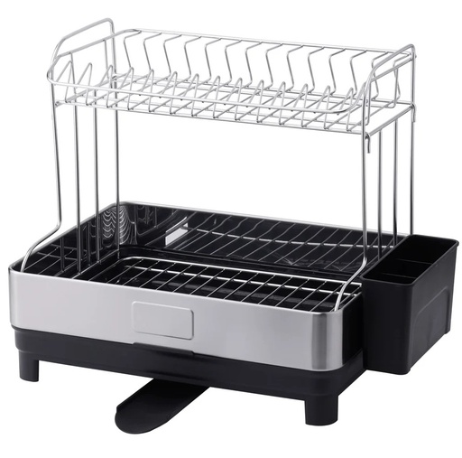 Escurridor De Platos Soho 2 Niveles 52.5x34.5x38.5 Cm Negro Y Plateado