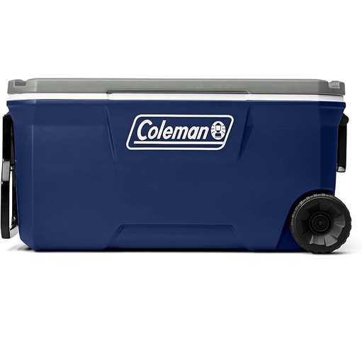 Cava Coleman 94 Lts 100 Qt 167 Latas Con Ruedas Asas Y Portavasos Azul Marino