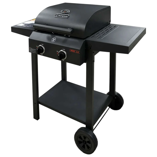 Parrillera A Gas Westinghouse Con Perillas Ruedas Estantes Negro