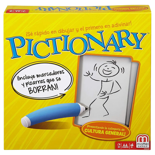 Juego De Mesa Pictionary Mattel Con Marcadores Y Pizarras Borrables Amarillo