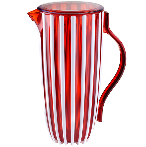 Jarra Guzzini Pin-Up 1.7 Lts Con Tapa De Plastico Rojo Y Blanco Transparente