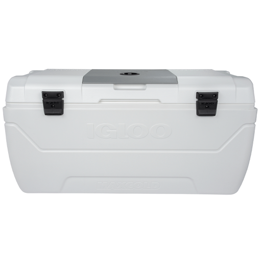 Cava Igloo MaxCold 156 Lts 165 Qt Con Asas Y Tapa De Acceso Rapido Blanco Y Gris