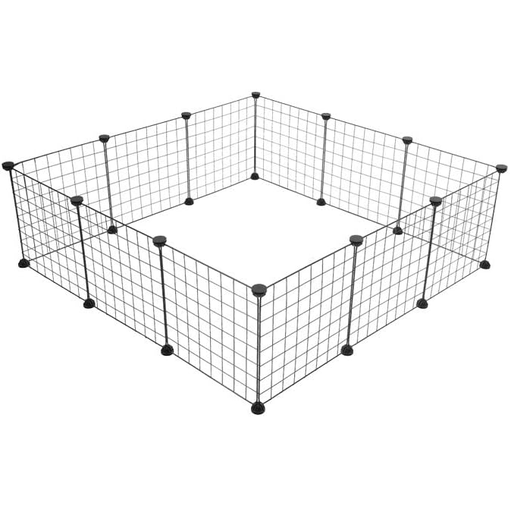 Corral Plegable Para Mascota Puppy&Co 12 Paneles 24 Conectores 35X35 Negro