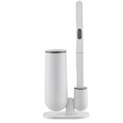 Cepillo Para Inodoro Swiss Home Con Apertura Y Cierre Automatico 6 Esponjas De Repuesto Blanco