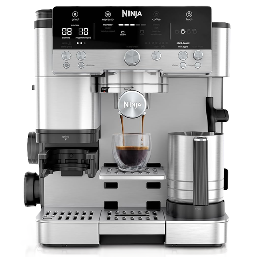 Cafetera Combinada Ninja Luxe Cafe Premier 3 En 1 Programable Con Espumador Y Molino Ajustable Plateado