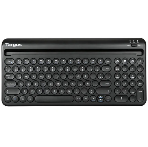 Teclado Targus Inalambrico Multidispositivo Antimicrobial Con Bluetooth 5.1 Soporte Para Tablet Y Celular Negro