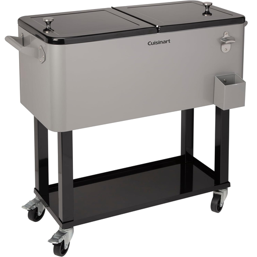 Cava Cuisinart 75 Lts 80 Qt Para Exteriores Con Ruedas Asas Abridor De Botellas Y Estante Gris Y Negro
