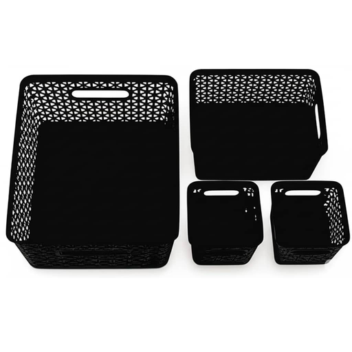 Set De Cestas Organizadoras Whitmor 4 Pzas Negro