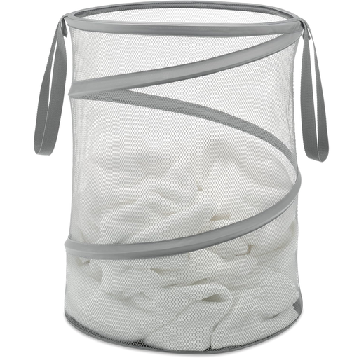 Cesta Para Ropa Whitmor Plegable De Malla Con Asas 38X51 Cm Gris