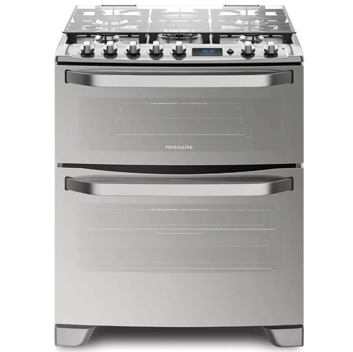 Cocina A Gas Frigidaire 76 Cm Quemador Doble LLama Doble Horno Perillas Control Digital Y Grill Espejo