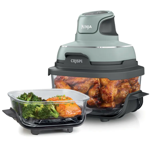 Freidora De Aire Ninja Crispi 3.7 Lts Portatil 4 en 1 Recipientes De Vidrio Con Tapas Para Almacenamiento Verde