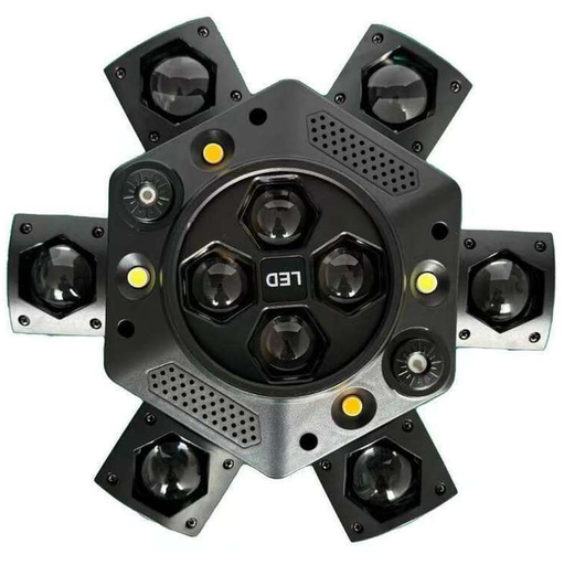 Luz De Proyeccion Elitec Vajra Con 6 Brazos Multiples Focos Multicolor Laser Strobe Multivoltaje 150W Negro