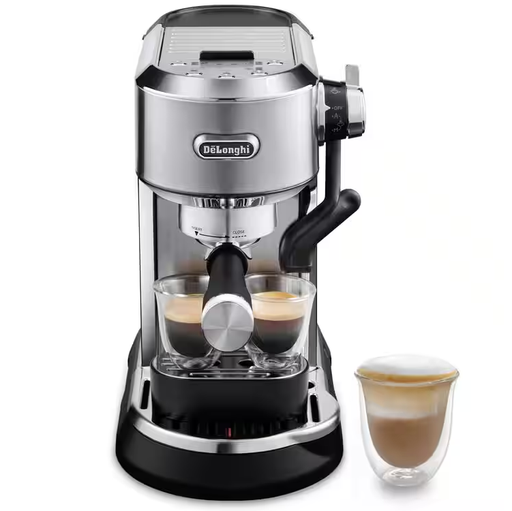 Cafetera Expreso Delonghi Dedica Maestro Plus Con Auto LatteArt Espumador Ajustable Acero Y Negro