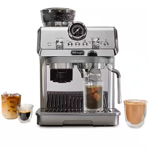 Cafetera Expreso Delonghi La Specialista Arte Evo 15 Bares Molino Ajustable Y Espumador Acero Y Negro