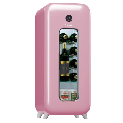 Vinera Y Nevera Tecnolam Retro 37 Cm 60 Lts Rosado