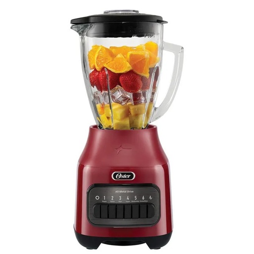 Licuadora Oster 1.5 Lts 6 Vel Funcion Pulso Vaso De Vidrio 800W Rojo