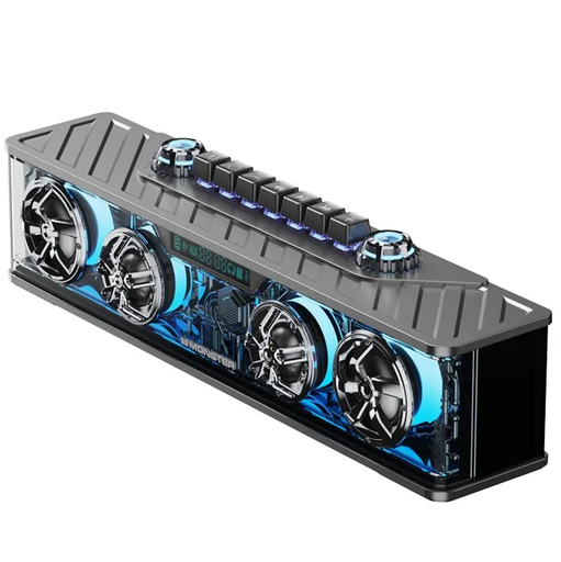 Corneta Monster Portatil Recargable Con Bluetooth Audio 360º Iluminacion Ritmica Negro