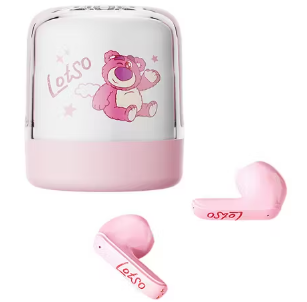 Audifonos Disney Lotso In Ear Inalambricos Inmersivos Con Bluetooth Y Estuche con Iluminacion Rosado