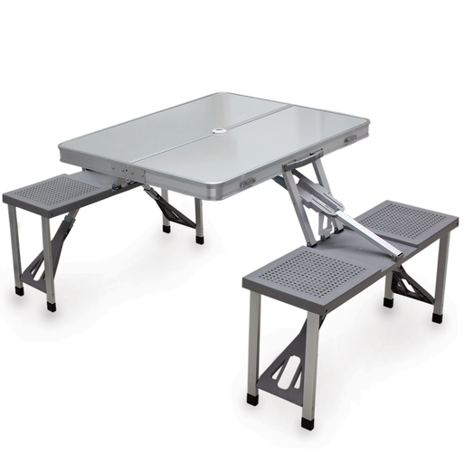 Mesa Plegable Oniva Portatil 90 Cm De Aluminio Con Asientos Gris 