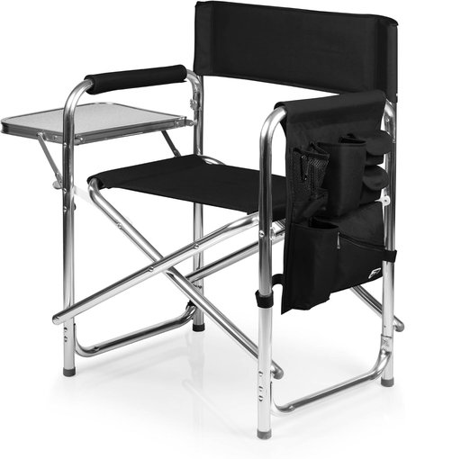 Silla De Camping Oniva Portatil Plegable Con Mesa Auxiliar Abatible Y Bolsillos Negro