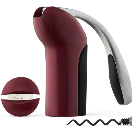 Sacacorcho Rabbit De Palanca Con Cortador De Papel De Aluminio Y Espiral Vinotinto