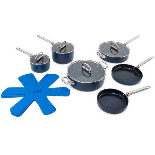 Juego De Ollas Joseph Joseph Space 10 Pzas Antiadherente De Induccion Con Mangos Plegables Azul