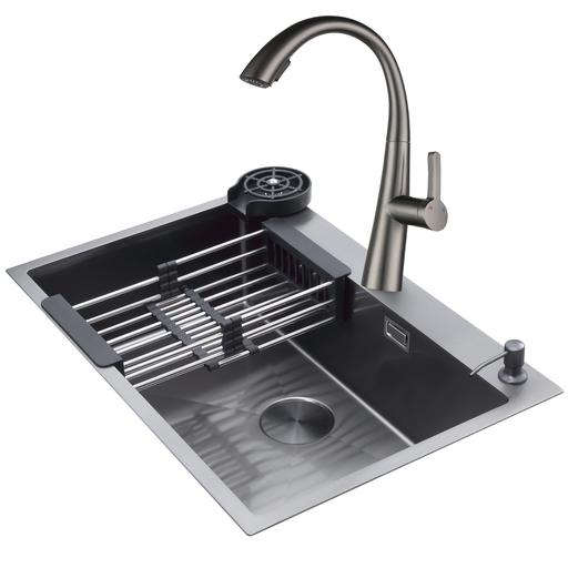 Fregadero Y Griferia Drija 76 Cm Con Sistema Antirreboso Antiruido Y Enjuagador De Vaso Acero Satinado