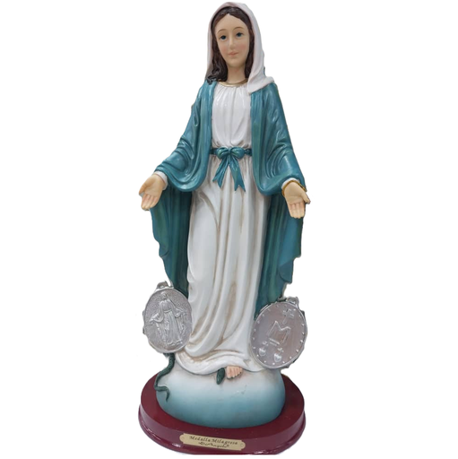 Figura Virgen La Milagrosa Di Angelo 41 Cm Blanco Y Azul