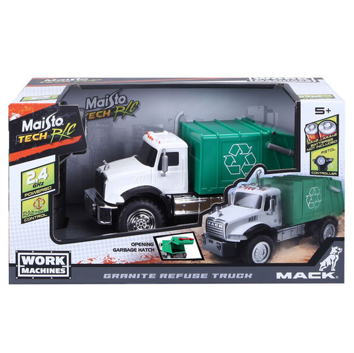 Camion Recolector Maisto Tech RC Mack Refuse Blanco Y Verde