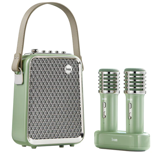 Corneta Divoom Songbird HQ Portatil Recargable Con Bluetooth 2 Microfonos Estuche Y Asa Resistente A Salpicaduras Verde