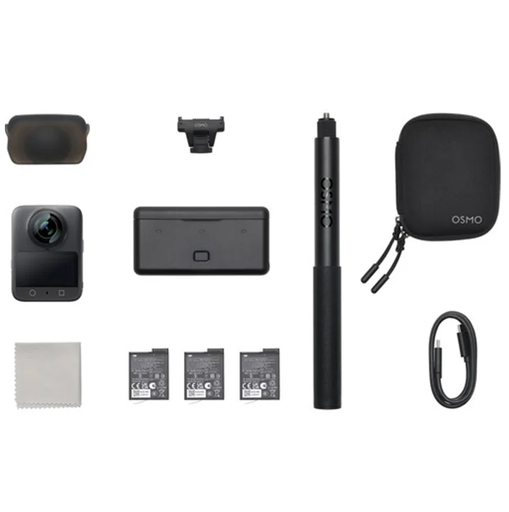 Combo DJI Osmo 360 Camara De Accion Con Palo Selfie Invisible Estuche Y Mas Acc Negro