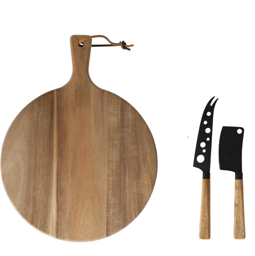 Tabla Para Servir Charcuteria Gibson Elite Gracious Dining 3 Pzas Madera De Acacia Con Cuchillos Para Queso Marron