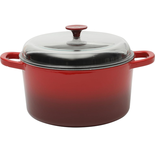 Olla Holandesa Crock Pot Artisan 6.6 Lts Hierro Fundido De Induccion Con Tapa Y Asas Rojo