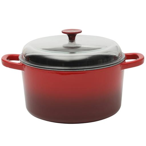 Olla Holandesa Crock Pot Artisan 2.8 Lts Hierro Fundido De Induccion Con Tapa Y Asas Rojo
