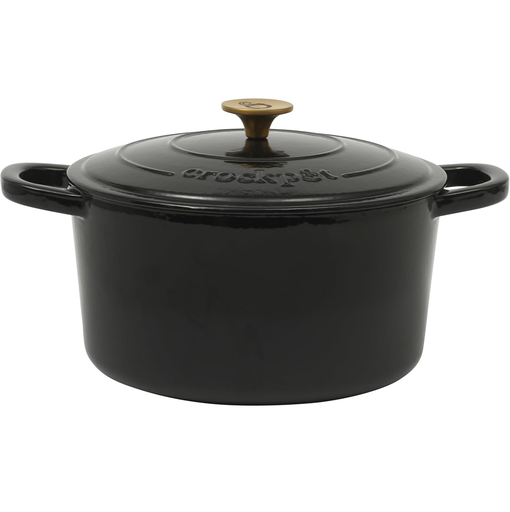 Olla Holandesa Crock Pot Artisan 6.6 Lts Hierro Fundido De Induccion Con Tapa Y Asas Negro