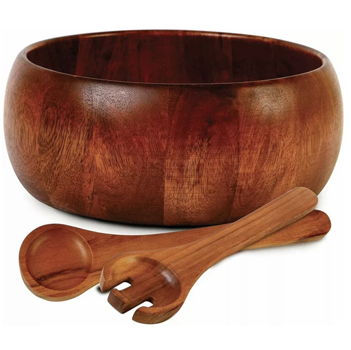 Ensaladera Gibson Home Natural Trends 3 Pzas Con Servidores De Madera Marron