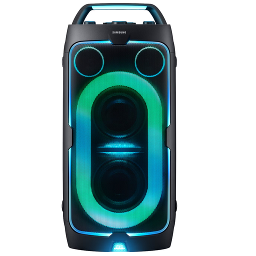 Torre De Sonido Samsung Recargable Modo DJ Con Bluetooth Iluminacion Y Asa Telescopica 240W Negro
