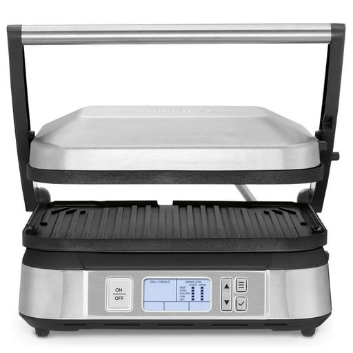 Parrillera Electrica Cuisinart Panini 5 En 1 Sin Humo Antiadeherente DuoControl Con Placas Reversibles Y Extraibles Acero