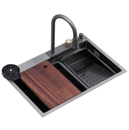 Fregadero Y Griferia Drija 84 Cm Con Escurridor Enjuagador De Vaso Dispensador De Jabon Acero