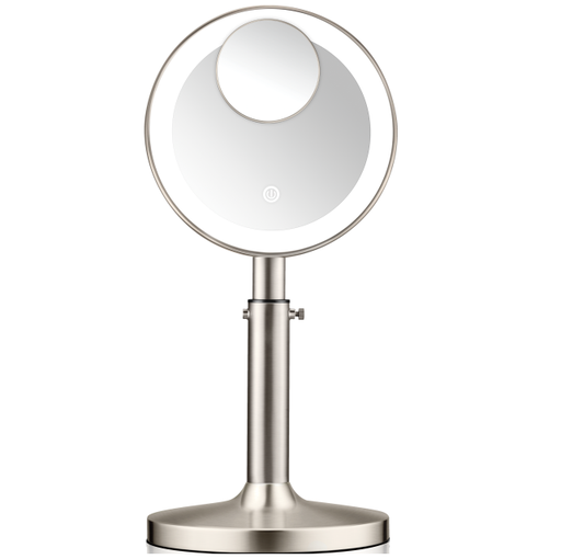 Espejo Conair Crystal Clear De Mesa Telescopico Con Zoom Magnetico Luz LED Aumento 1X/5X Plateado