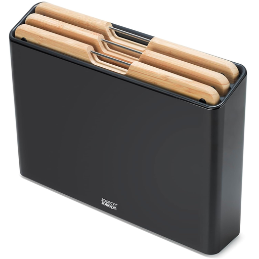 Set De Tablas Para Cortar Joseph Joseph 3 Pzas De Madera De Bambu Con Estuche Negro Y Beige