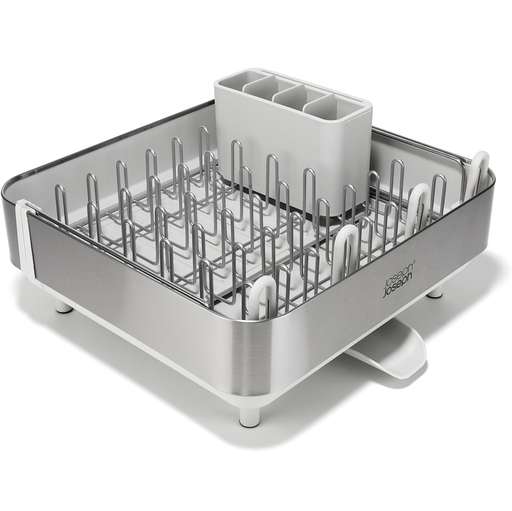 Escurridor De Platos Joseph Joseph Extend Steel Plus Expandible Con Estante Para Copas 17X38X35.5 Cm Acero y Blanco