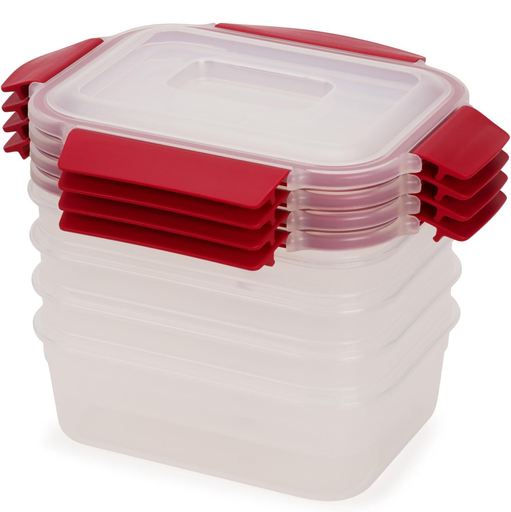 Juego De Envases Joseph Joseph Nest Lock 10 Pzas Rectangular Con Tapas Apilables Transparente Y Rojo