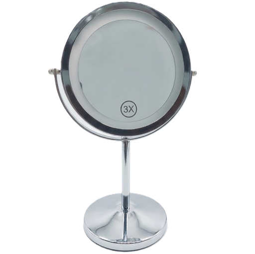 Espejo Kennedy Home De Mesa Doble Cara Circular Giratorio Con Luz Tactil Cable Usb Aumento 1X/3X Plateado