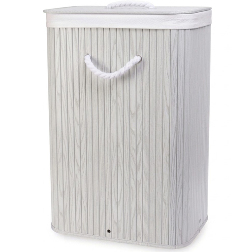 Cesta Para Ropa Kennedy Home De Madera De Bambu Con Tapa Y Asas De Cuerda 40X3060 Cm Gris