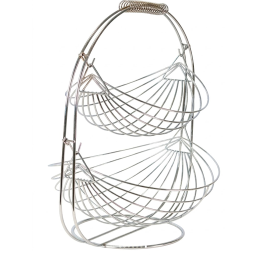 Canasta Para Frutas Kennedy 2 Niveles Metalico 35.5X29.2X44.5 Cm Plateado
