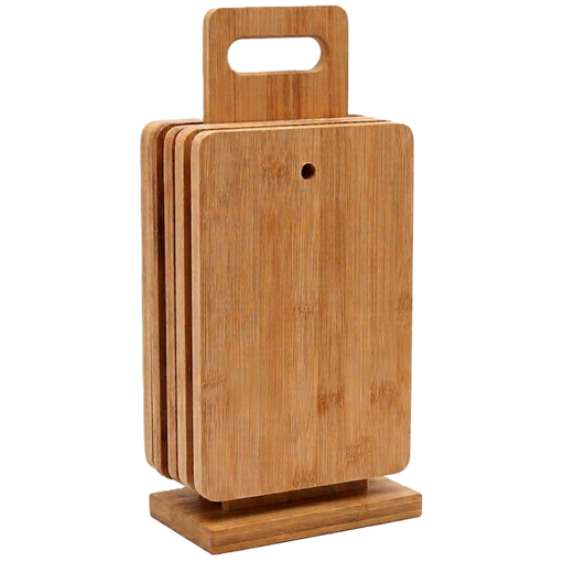Set De Tablas Para Cortar Kitchen Details 6 Pzas De Madera De Bambu Con Base 15X7X32 Cm Marron