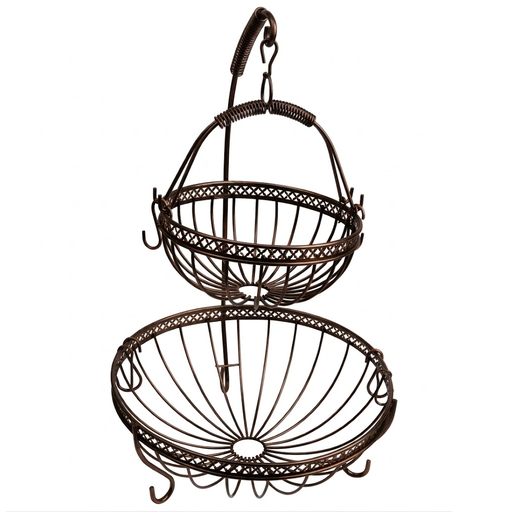 Canasta Para Frutas Kennedy Home 2 Niveles Metalico 31X31X46 Cm Marron Metalizado